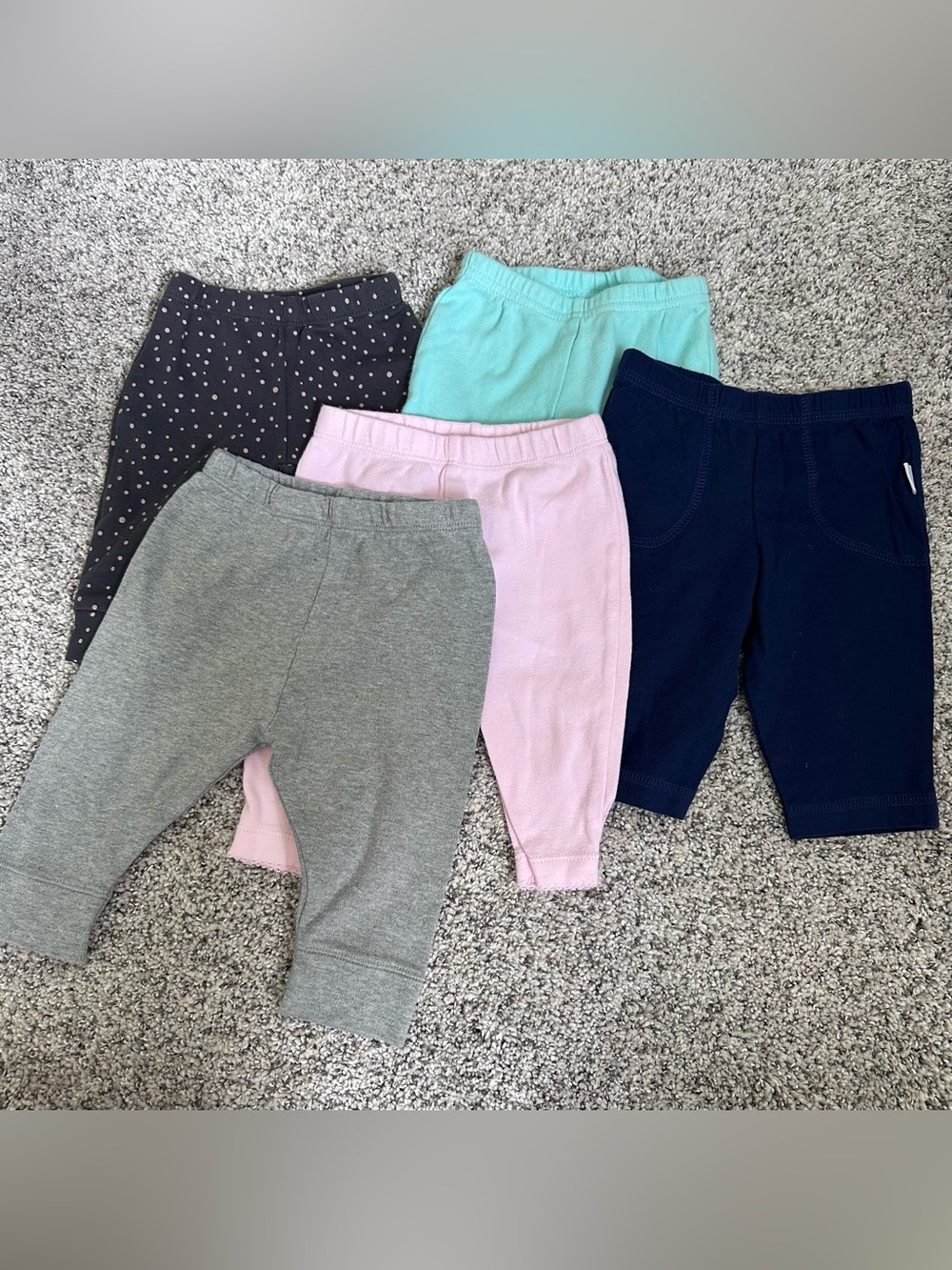 3 for $15 💜Carter's Assorted Girls' Leggings Pack-Navy, Pink, Mint, Gray, Polka